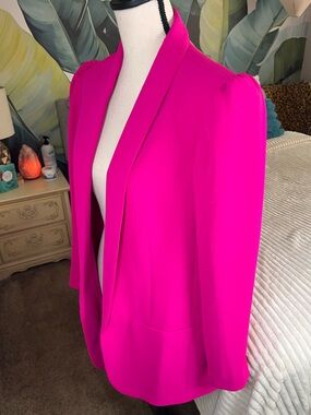 Express Editor Studio Neon Berry Hot Pink Open-Front Pants Suit Size Large, 14